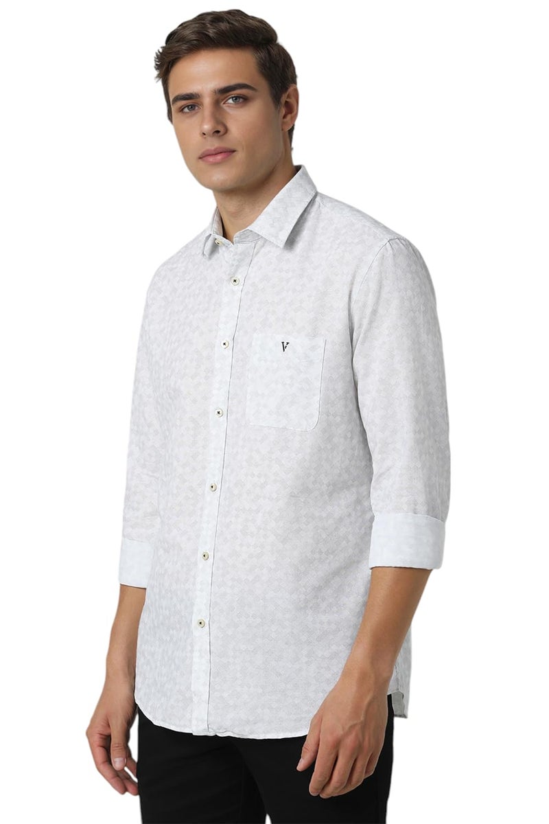 Van Heusen Men Cotton Slim Fit Shirt (VSSFUSLF240051_White, 42) - Image 2
