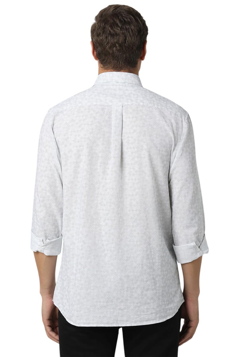 Van Heusen Men Cotton Slim Fit Shirt (VSSFUSLF240051_White, 42) - Image 3