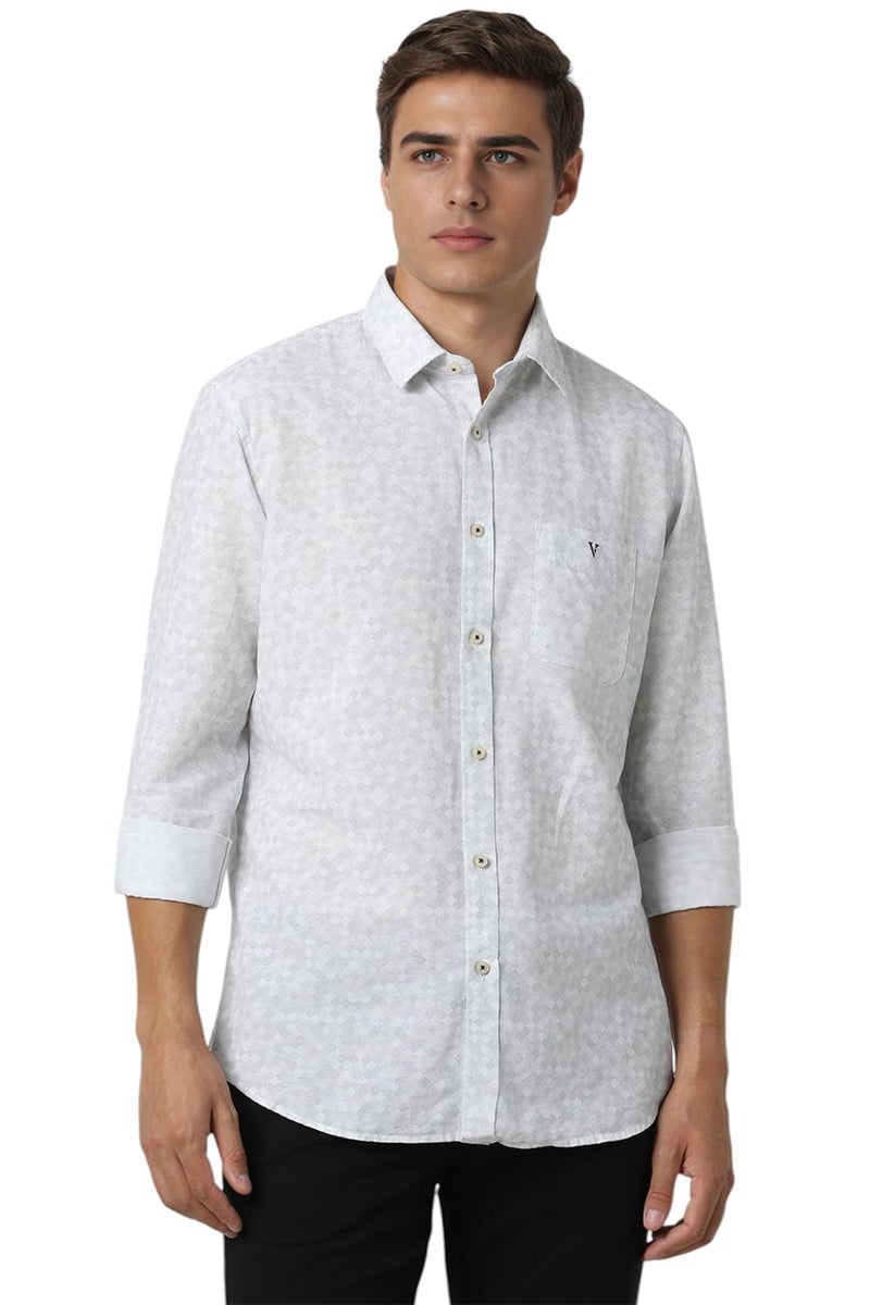 Van Heusen Men Cotton Slim Fit Shirt (VSSFUSLF240051_White, 42) - Image 1