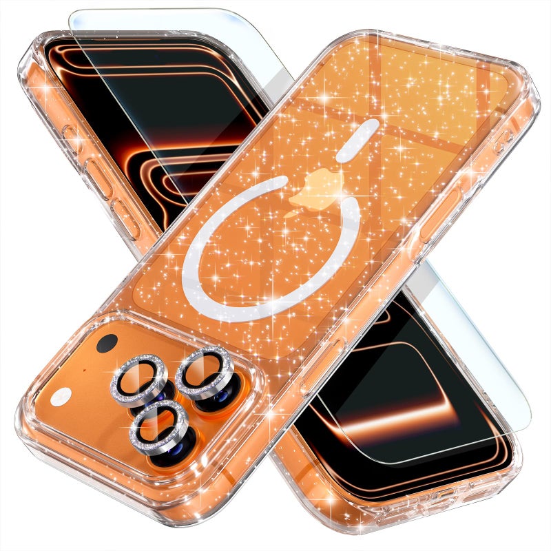 Choiche Magnetic for iPhone 17 Pro Max Case Compatible with MagSafe, Women Cute Glitter Sparkly Phone Case with Diamond Camera Lens Protectors, Military-Grade Drop Protection 6.9" (Clear) - Image 1