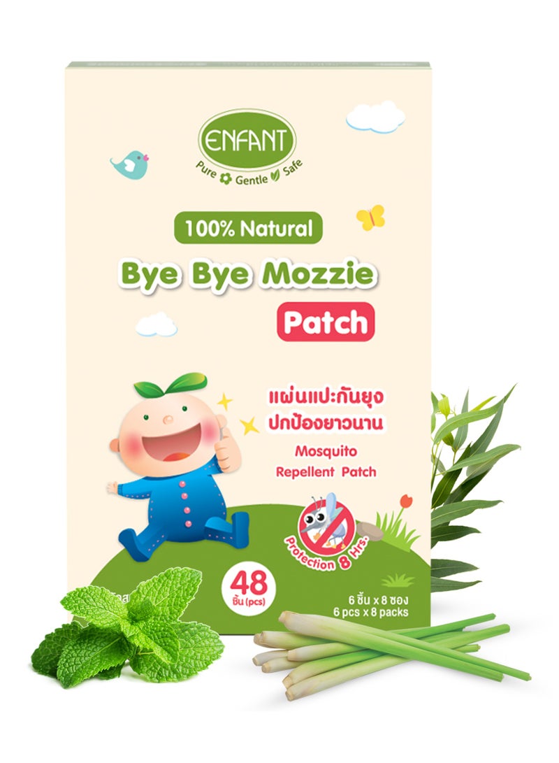 Enfant Organic Bye Bye Mozzie Patch Anti-Mosquito Patch Baby Mosquito Repellent Patches 48Pcs Total 40G Contains Natural Ingredients Like Citronella, Eucalyptus And Peppermint That Can Effectively Keep Away From Mosquitoes 12 Cute Character Designs From Enfant  - Image 1