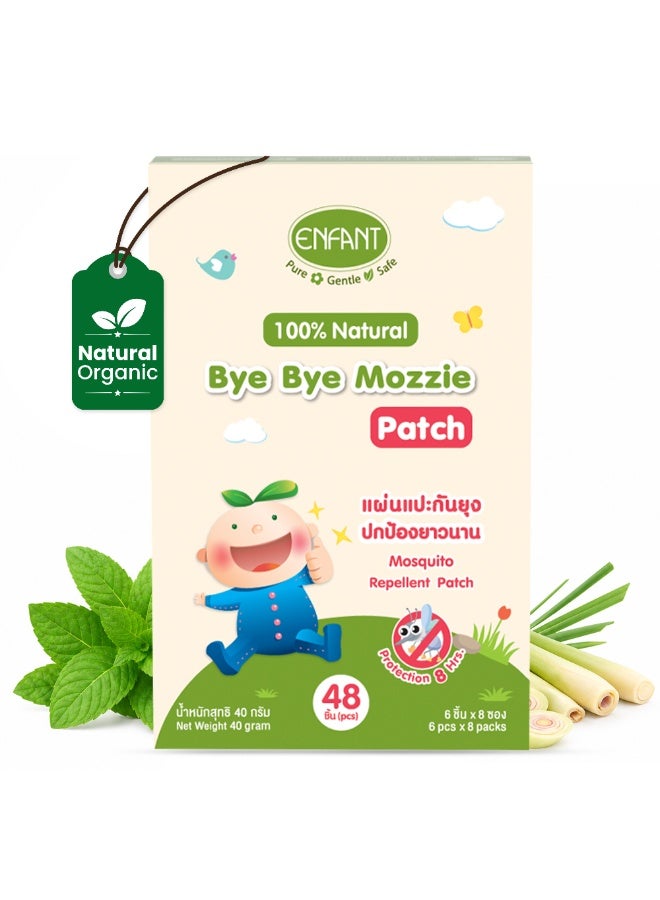 ENFANT Bye Bye Mozzie Patch - Organic DEET Free Mosquito Repellent 48 Pcs, Natural Citronella & Eucalyptus, Safe for Babies & Kids, 12 Fun Characters, Insect Repellent Stickers, Chemical Free - Image 1