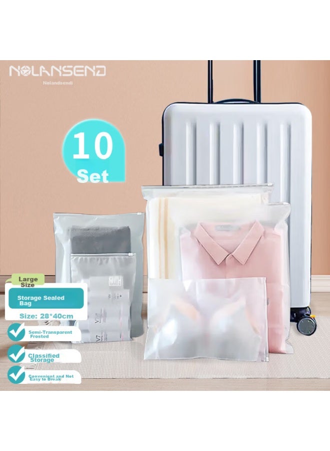 NOLANSEND Nuolanshendi Travel Drawstring Storage Bags, Frosted Transparent Item Storage Bags 28*40cm Clothes Self-sealing Bags, 10-piece Set - Image 1