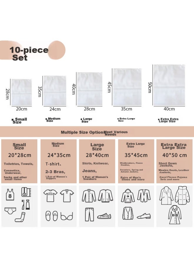 NOLANSEND Nuolanshendi Travel Drawstring Storage Bags, Frosted Transparent Item Storage Bags 28*40cm Clothes Self-sealing Bags, 10-piece Set - Image 3