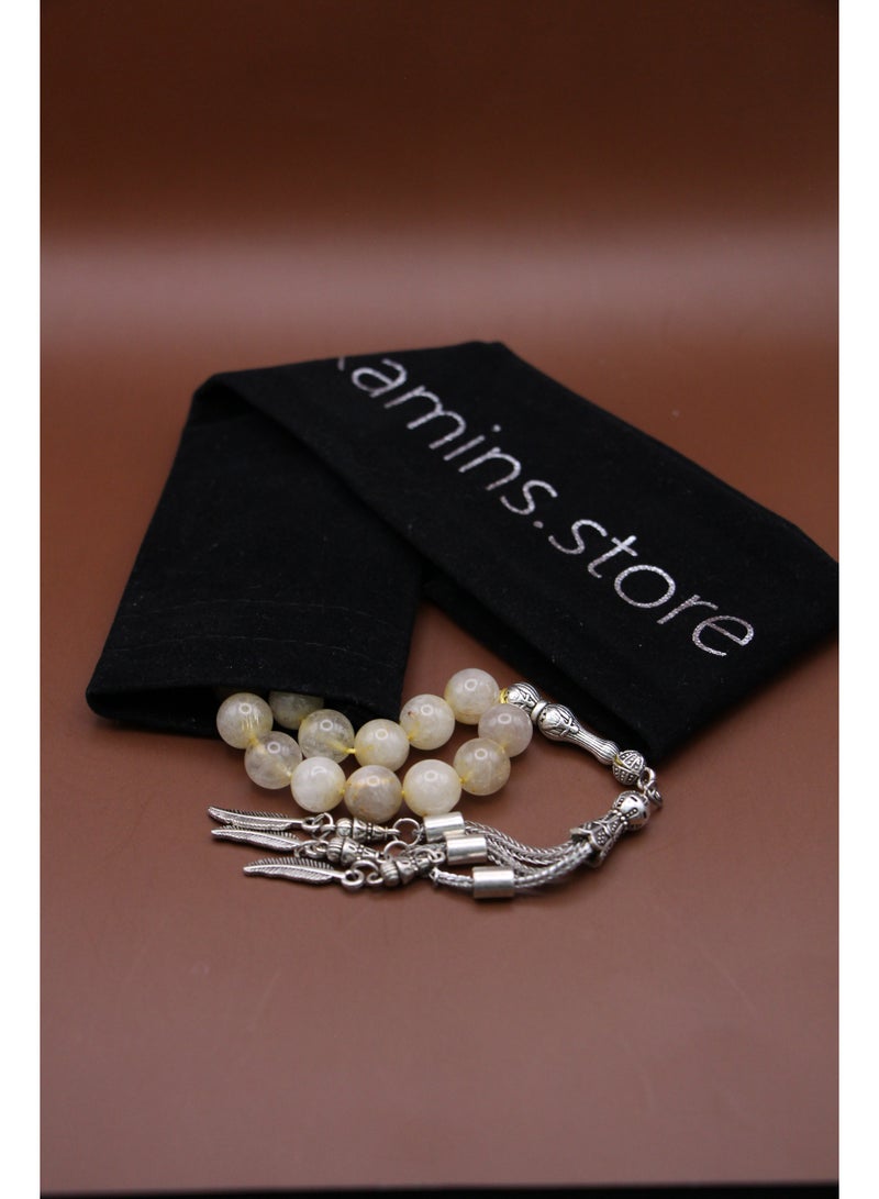 مجموعة كامين مسبحة من حجر السترين مع حُلي من الريش - Image 1