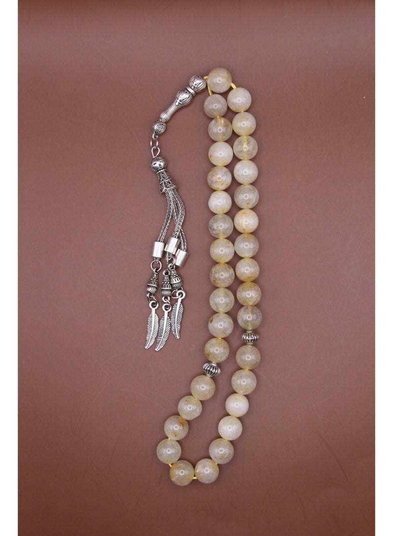 مجموعة كامين مسبحة من حجر السترين مع حُلي من الريش - Image 2