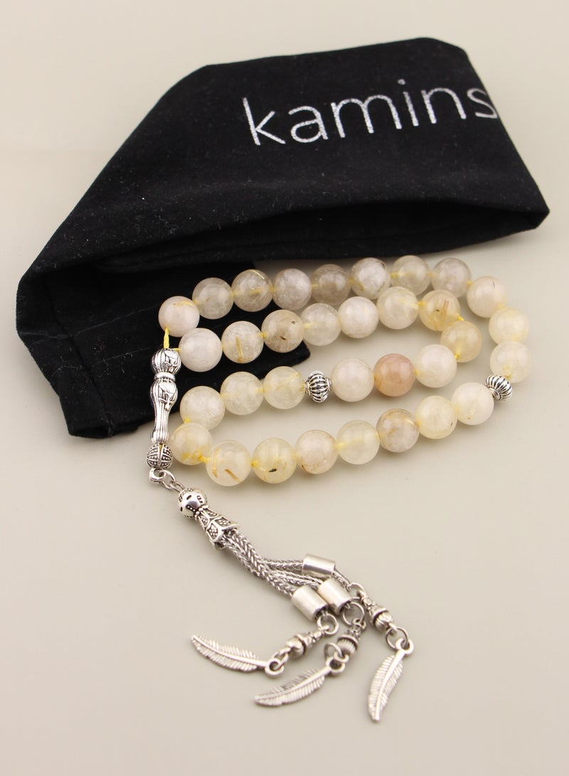 مجموعة كامين مسبحة من حجر السترين الطبيعي - Image 1