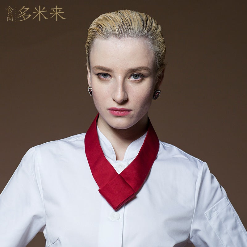 Domia Chef Scarf Kitchen Chef Tie Male Chef Work Clothes Sweat Towel Red Western-Style Work Scarf - Image 3