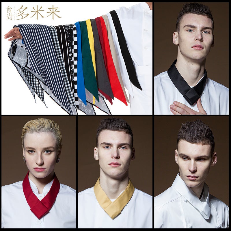 Domia Chef Scarf Kitchen Chef Tie Male Chef Work Clothes Sweat Towel Red Western-Style Work Scarf - Image 2