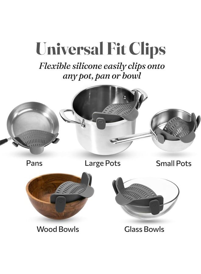 liboyixi Clip On Strainer Silicone for All Pots and Pans, Pasta Strainer Clip on Food Strainer for Meat Vegetables Fruit Silicone Kitchen Colander (Grey) - Image 3