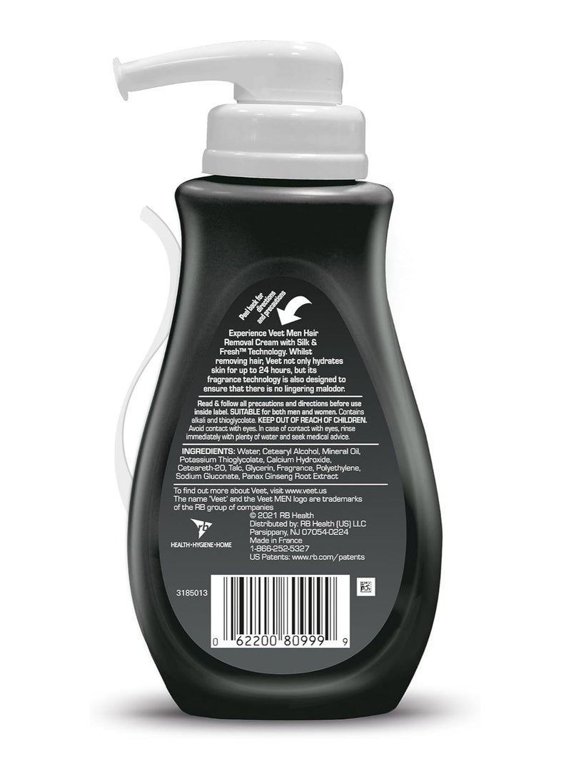 Veet Men Hair Removal Cream for Sensitive Skin, 13.5 fl oz, Painless Long-Lasting Fast-Acting Clean Look, Dermatologically Tested Depilatory Cream. Use on Chest, Back, Arms, Legs & Underarms - Image 2