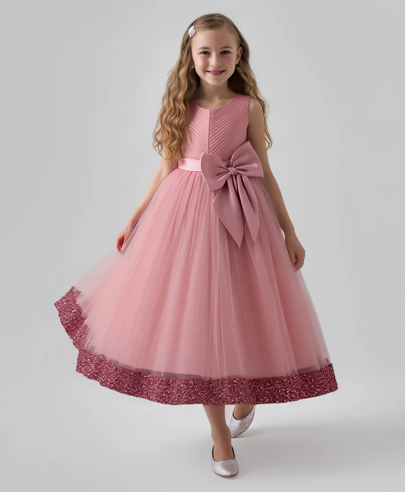 مارك وميا فستان مارك وميا مزين بفيونكة - وردي