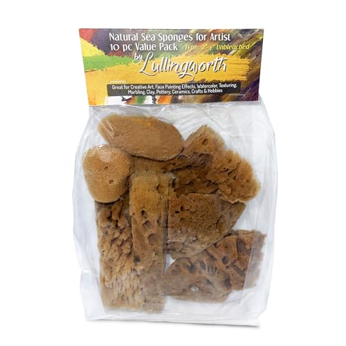 Lullingworth® Artist Natural Sea Sponges: Unbleached 10 Pack 2-4 inch Value Tool Set-Faux Painting Effects, Acrylic Paint, Watercolor, Texturing, Marbling, Clay, Pottery, Ceramics, Crafts & Hobby - Image 5