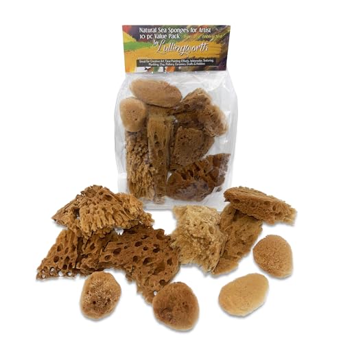 Lullingworth® Artist Natural Sea Sponges: Unbleached 10 Pack 2-4 inch Value Tool Set-Faux Painting Effects, Acrylic Paint, Watercolor, Texturing, Marbling, Clay, Pottery, Ceramics, Crafts & Hobby - Image 1