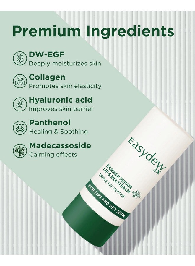 Easydew Barrier Lip & Multi Balm - Hydrating And Soothing Multi-Care Stick For Lips, Face, Neck And Body - Egf Peptide, Hyaluronic Acid, Elastin, Collagen, Panthenol - All In One Moisturizer, 0.34 Oz. - Image 3