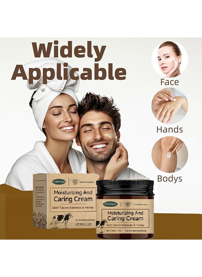 WoodSleep - Moisturizing And Caring Cream,Beef Tallow Honey Balm - Beef Tallow for Skin with Beef Tallow,Beeswax and Honey,Moisturizing, Caring and AntiAging ,Grass Fed Beef Tallow Face Cream (59g/2OZ) - Image 1