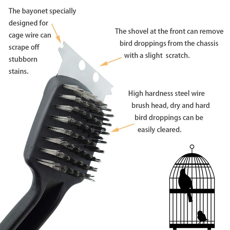 FOIBURELY Stainless Steel Bird Droppings Cleaning Brush with Scraper Birdcage Accessory Parrot Pet Cage - Image 3