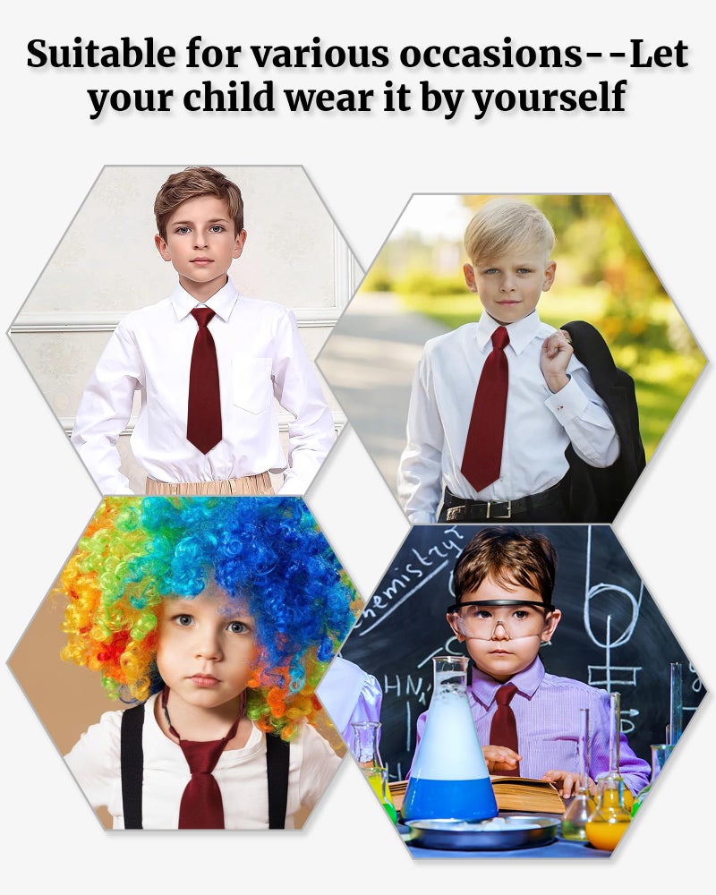 Kajeer Ties for Kids Boys Necktie Adjustable - Woven Little Boys Pre-tied for Kids Formal Wedding Graduation School Uniforms (Wine red, S (age 6 month - 5 years)) - Image 4
