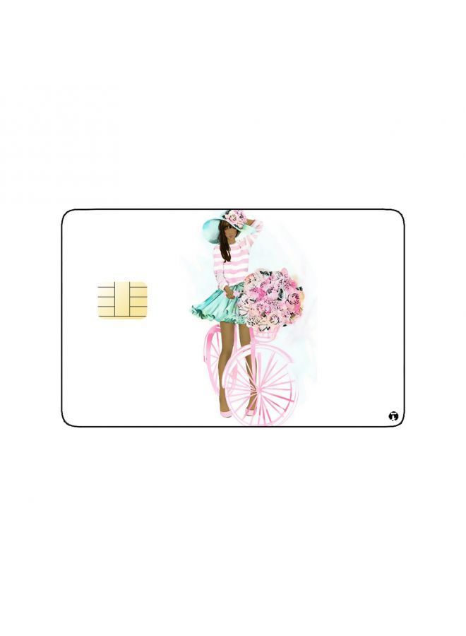 RKN PRINTED BANK CARD STICKER Beautiful Girl Drawing With Roses - Image 2