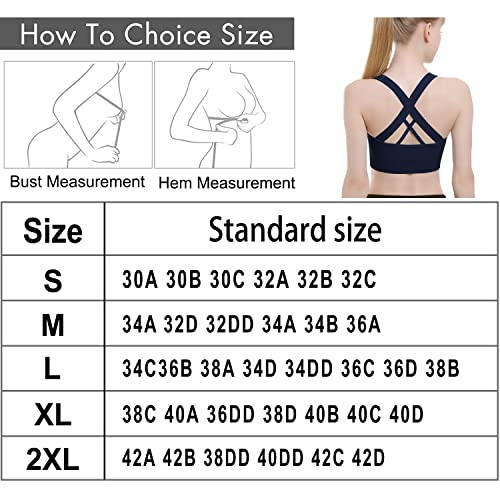 Double Couple Sports Bras for Women Padded High Impact Seamless Criss Cross Back Workout Tops Gym Activewear Bra Large - Image 2