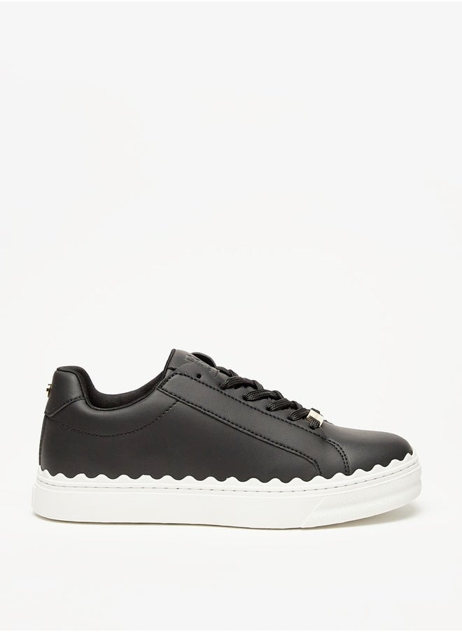 Flora Bella By Shoexpress Women Solid Low-Ankle Sneakers with Lace-Up Closure  - Image 1
