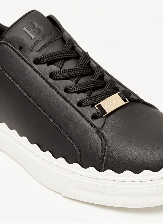 Flora Bella By Shoexpress Women Solid Low-Ankle Sneakers with Lace-Up Closure  - Image 5