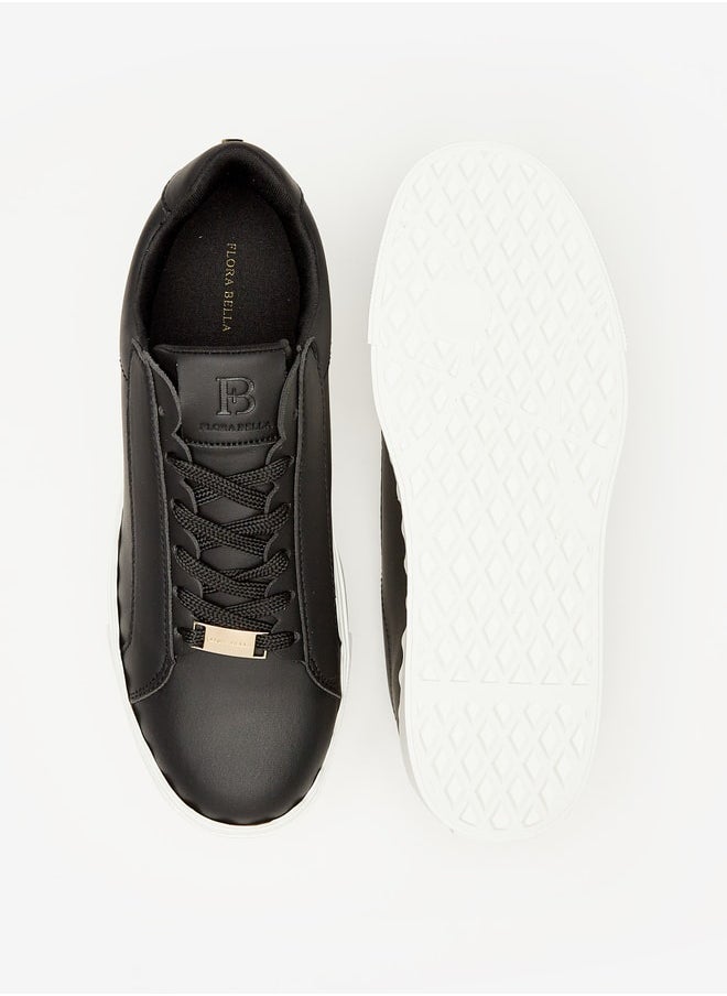 Flora Bella By Shoexpress Women Solid Low-Ankle Sneakers with Lace-Up Closure  - Image 4