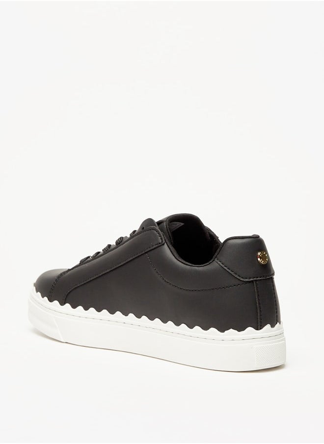 Flora Bella By Shoexpress Women Solid Low-Ankle Sneakers with Lace-Up Closure  - Image 3
