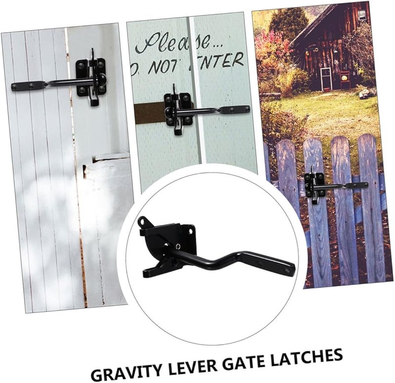 مزلاج جاذبية البوابة قفل تلقائي مزلاج حديدي لسياج الخشب سهل التركيب 2 مجموعة - Image 5