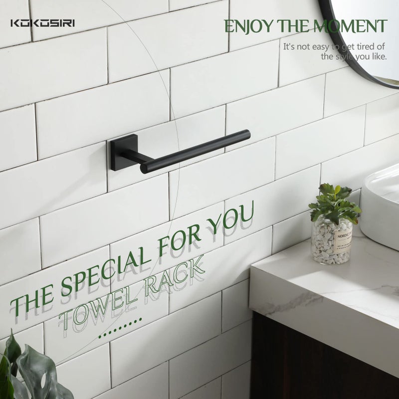 KOKOSIRI Towel Bar Matte Black Bathroom Hardware Hand Towel Rails Wall Mounted Kitchen Toilet Cabinet Paper Holder 2 Pack  Stainless Steel B3008BK-P2 - Image 3