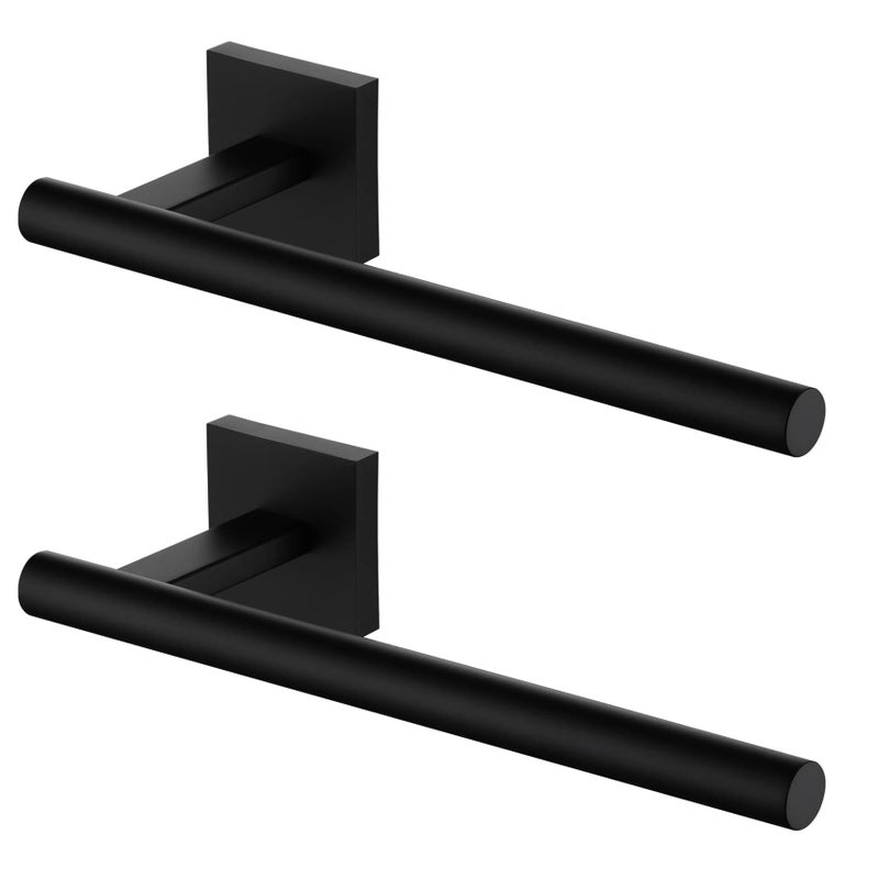 KOKOSIRI Towel Bar Matte Black Bathroom Hardware Hand Towel Rails Wall Mounted Kitchen Toilet Cabinet Paper Holder 2 Pack  Stainless Steel B3008BK-P2 - Image 1