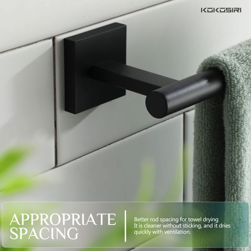 KOKOSIRI Towel Bar Matte Black Bathroom Hardware Hand Towel Rails Wall Mounted Kitchen Toilet Cabinet Paper Holder 2 Pack  Stainless Steel B3008BK-P2 - Image 4