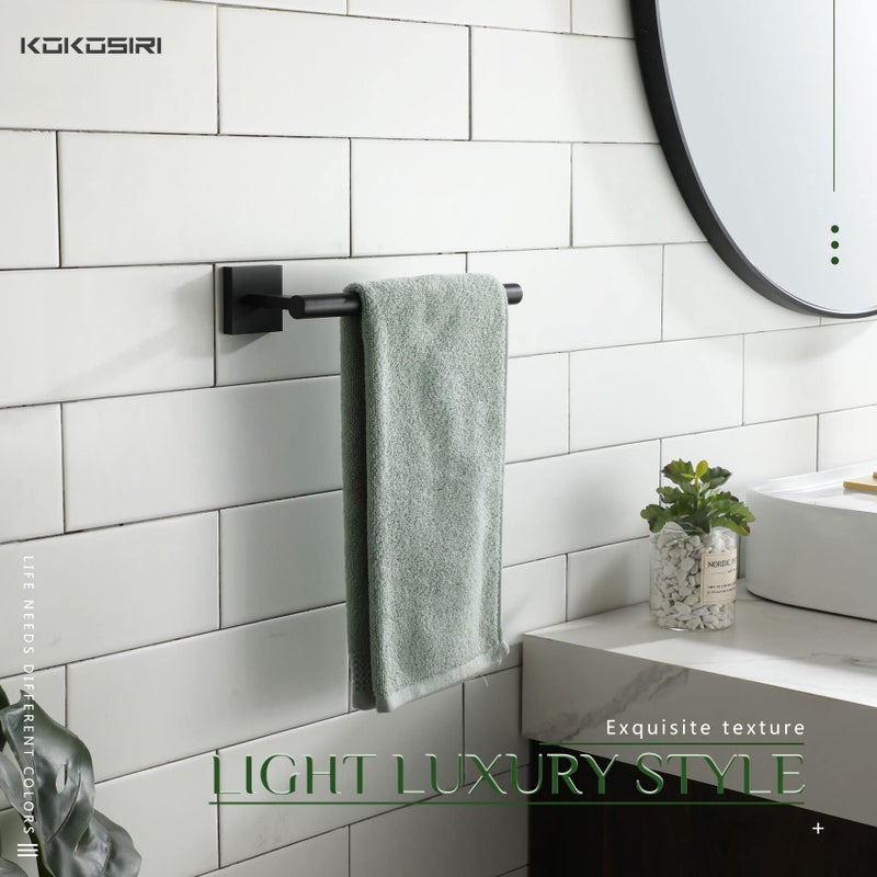 KOKOSIRI Towel Bar Matte Black Bathroom Hardware Hand Towel Rails Wall Mounted Kitchen Toilet Cabinet Paper Holder 2 Pack  Stainless Steel B3008BK-P2 - Image 5