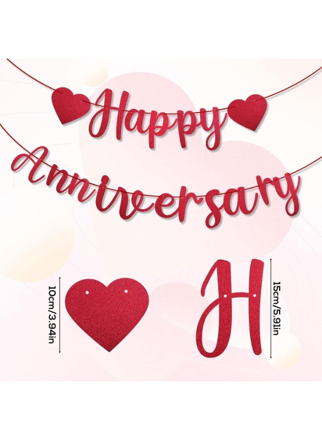Happy Anniversary Banner - Pre-Strung Cardboard Letter Sign with Heart Garland for Couples Wedding Anniversary Love Party Supplies, and Romantic Special Night Bedroom Decorations  - Image 3
