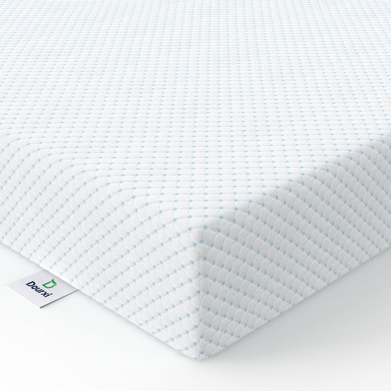 Dourxi Mini Crib Mattress, 38x24x4 Inch Dual Sided 2-Stage Firmness Portable Baby Mattress for Mini, with Cooling Gel Memory Foam, Waterproof & Washable Cover and Non-Slip Base, White - Image 1