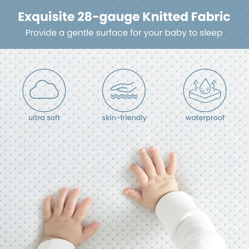 Dourxi Mini Crib Mattress, 38x24x4 Inch Dual Sided 2-Stage Firmness Portable Baby Mattress for Mini, with Cooling Gel Memory Foam, Waterproof & Washable Cover and Non-Slip Base, White - Image 2
