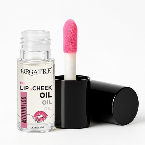 Orgatre PH Lip & Cheek Oil | Lip tint gloss | Color Changing Tint for Women | With Jojoba & Olive Oil, Vitamin E | Non-Sticky, Hydrating & Long-Lasting Glow | 2-in-1 Lip & Cheek Tint for Soft Pink Look | 6.5ml - Image 1