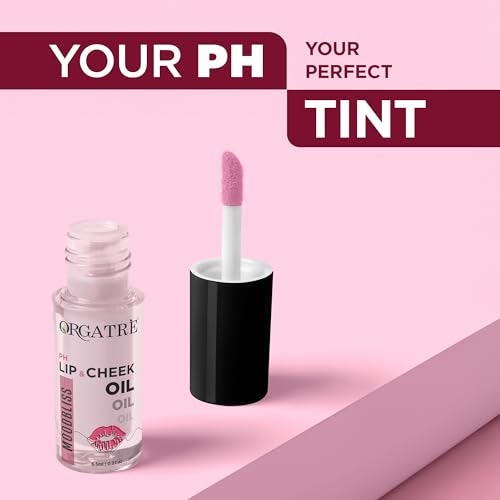 Orgatre PH Lip & Cheek Oil | Lip tint gloss | Color Changing Tint for Women | With Jojoba & Olive Oil, Vitamin E | Non-Sticky, Hydrating & Long-Lasting Glow | 2-in-1 Lip & Cheek Tint for Soft Pink Look | 6.5ml - Image 3