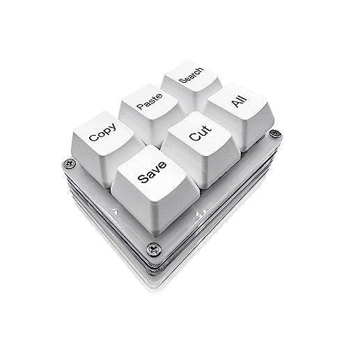 BTXETUEL Copy Paste Search Save Cut All 6-Key Keyboard One Handed OSU Keypad Programmable Mechanical Shortcut Macro Keyboard for Working and Gaming (White) - Image 1