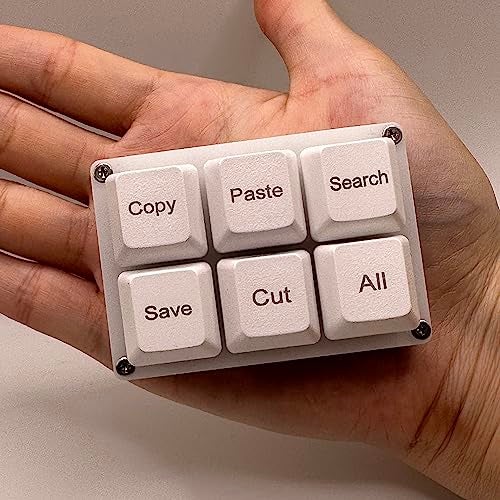 BTXETUEL Copy Paste Search Save Cut All 6-Key Keyboard One Handed OSU Keypad Programmable Mechanical Shortcut Macro Keyboard for Working and Gaming (White) - Image 3
