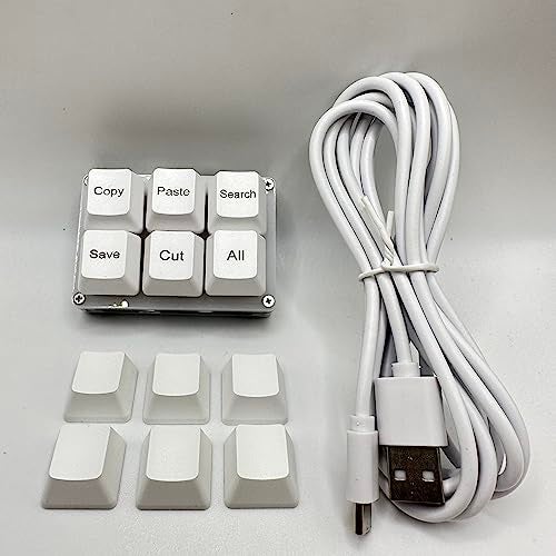 BTXETUEL Copy Paste Search Save Cut All 6-Key Keyboard One Handed OSU Keypad Programmable Mechanical Shortcut Macro Keyboard for Working and Gaming (White) - Image 2