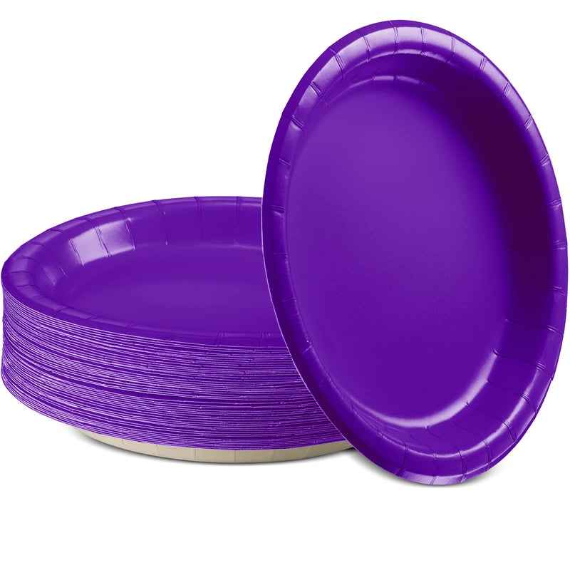 Amcrate Paper Dinner Plates Purple 8 12 Inches Paper Plates Disposable Strong and Sturdy Disposable Plates for Party Dinner Holiday Picnic or Travel Party Plates Pack of 50