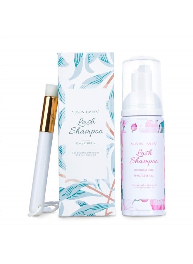 ARISON LASHES Arison Eyelash Extension Cleaner+Brush/Lash Shampoo for Lash Extensions/Lash Wash/Lash Cleaner/Lash Bath Soap/Eyelash Shampoo 60ml/remover sensitive eyes/Safe and Mild without Irritation/for Salon Use - Image 1