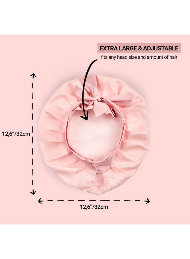GOLDEN STAR BEAUTY Silk Bonnet 100% Mulberry Silk Sleep Cap Breathable & Adjustable Sleeping Caps Silk Hair Wrap Women Night Cap For Curly Hair With Elastic Tie Band Silk Satin Turban (Pink)  - Image 4