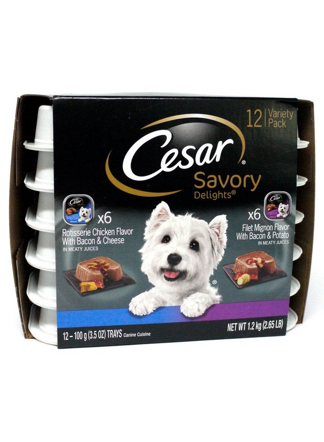 سيزار مجموعة متنوعة من طعام الكلاب الرطب من سيزار - دجاج مشوي/فيليه مينيون - 3.5 أونصة (عبوة من 12 قطعة) - Image 1