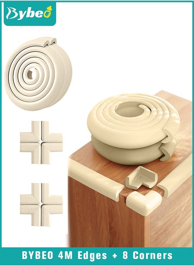 Bybeo - Baby Proofing Edge and Corner Guard Protector Set For Furniture Or Tables, 4m Edges & 4 Foam Corners - Image 1