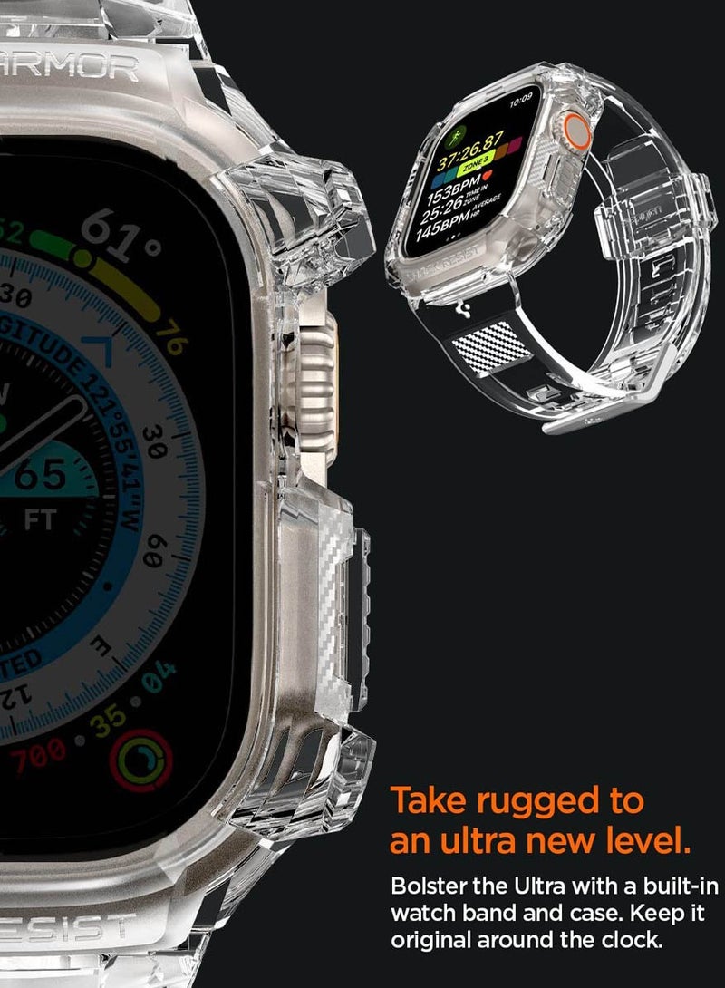 Spigen غطاء حماية Rugged Armor Pro لساعة Apple Watch Ultra 2 / Apple Watch Ultra 49 ملم مع حزام - شفاف كريستالي - Image 4