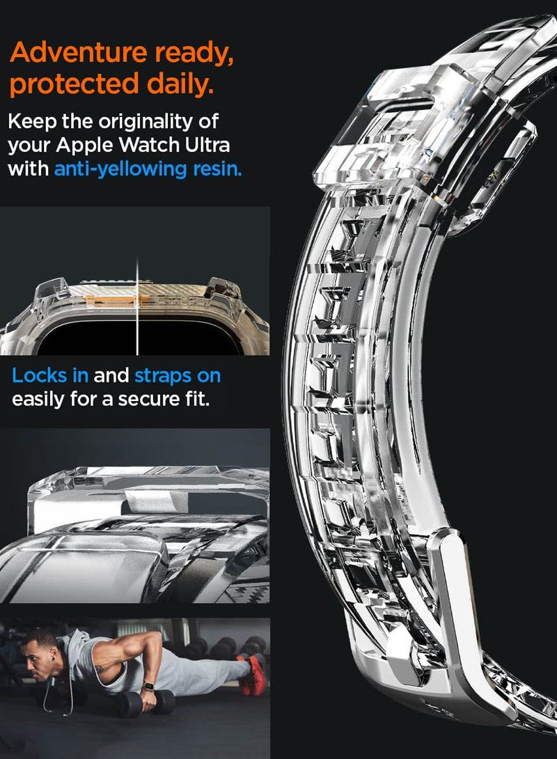 Spigen غطاء حماية Rugged Armor Pro لساعة Apple Watch Ultra 2 / Apple Watch Ultra 49 ملم مع حزام - شفاف كريستالي - Image 5
