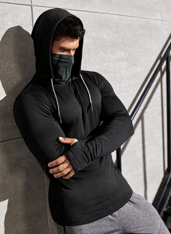 Styli Styli Black Long Sleeve Running Hoodie with Thumbholes  - Image 1