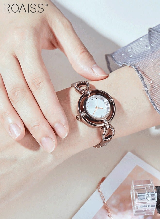 رويس ساعة كوارتز بسوار للنساء، ساعة بمينا دائرية مع شاشة تناظرية وتصميم حلقة مزدوجة مجوفة، ساعة يد أنيقة فاخرة مقاومة للماء كهدية للسيدات - Image 2